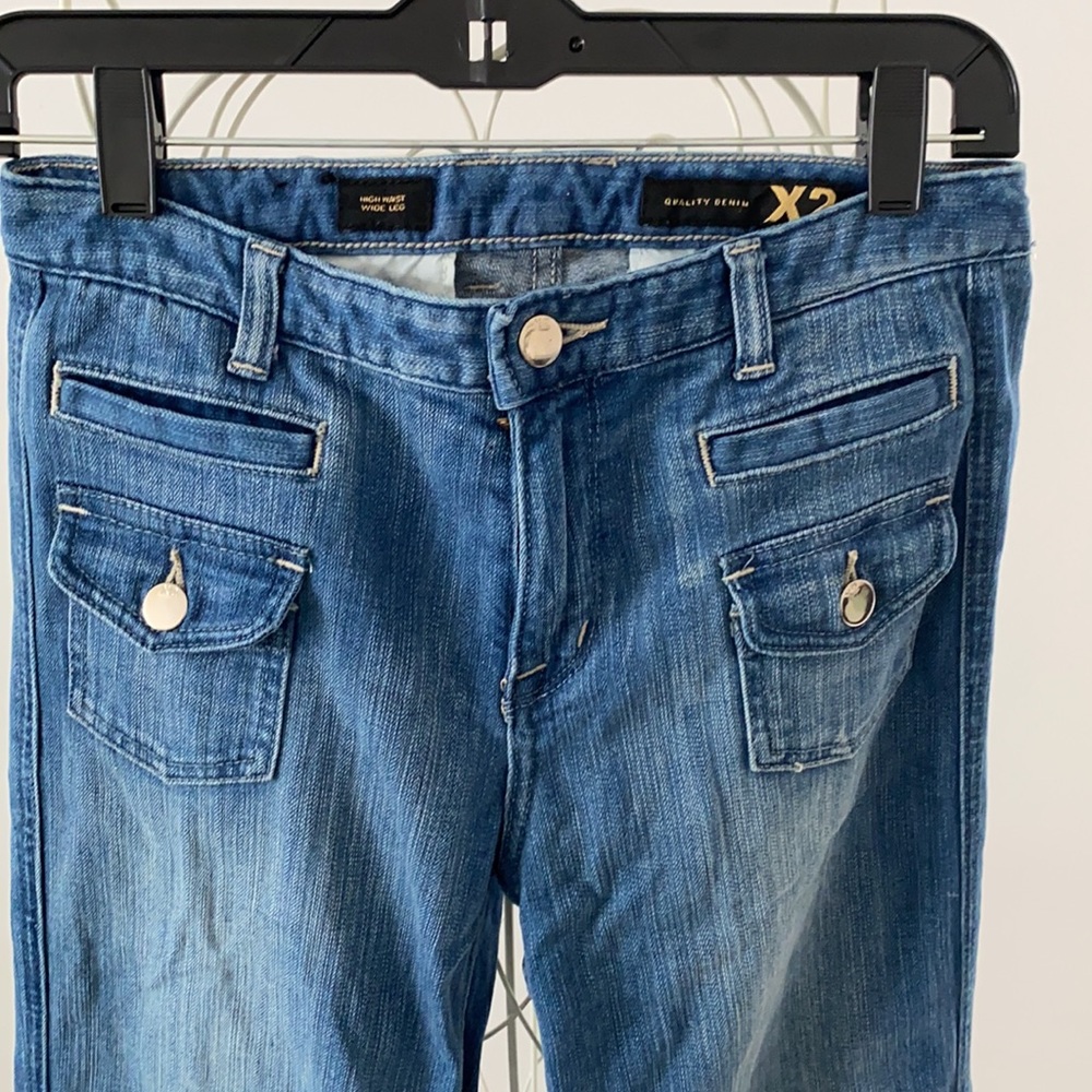 EXPRESS X2 High Waisted Wide Leg Flare Jeans - Picture 2 of 15